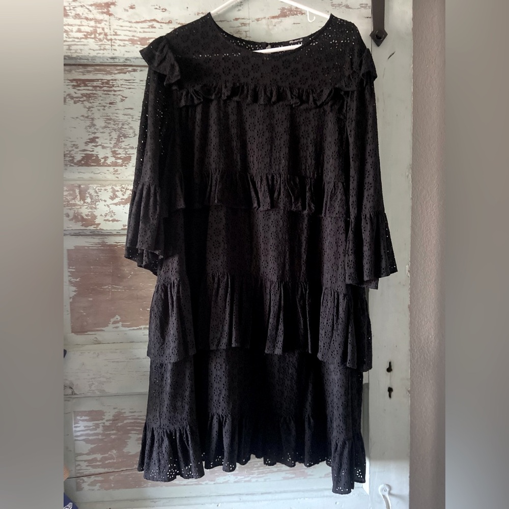 Madewell Black Waterlily Ruffle Eyelet Dress 12